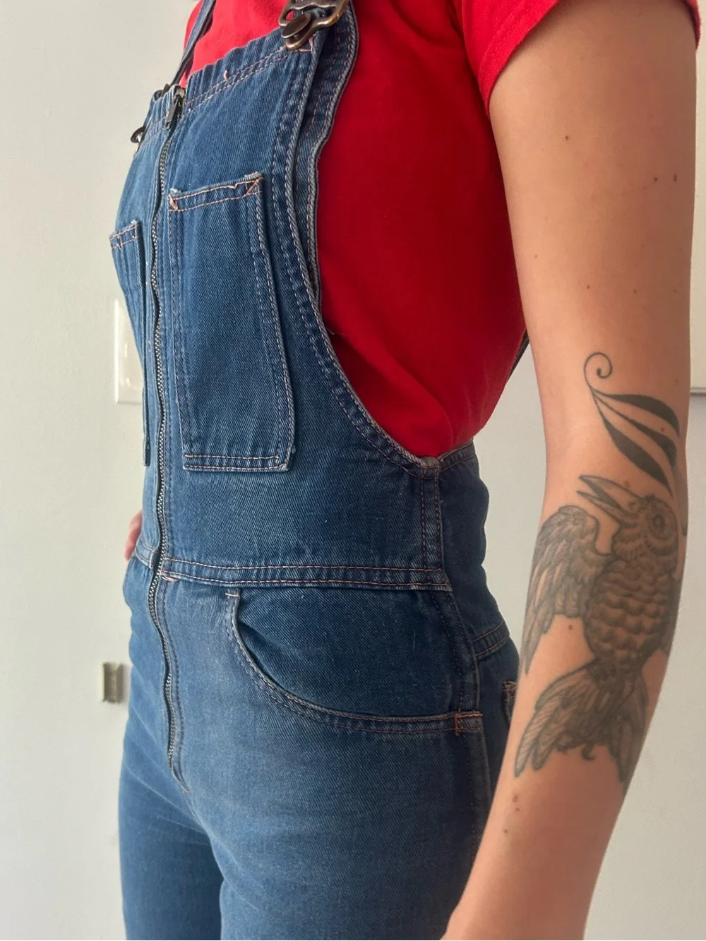 VINTAGE 70s Denim bell bottom overalls - Picture 5 of 16
